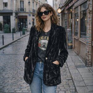 ✨ J. Jill Crushed Velvet Jacket / Blazer – M Petite – Very Good Condition